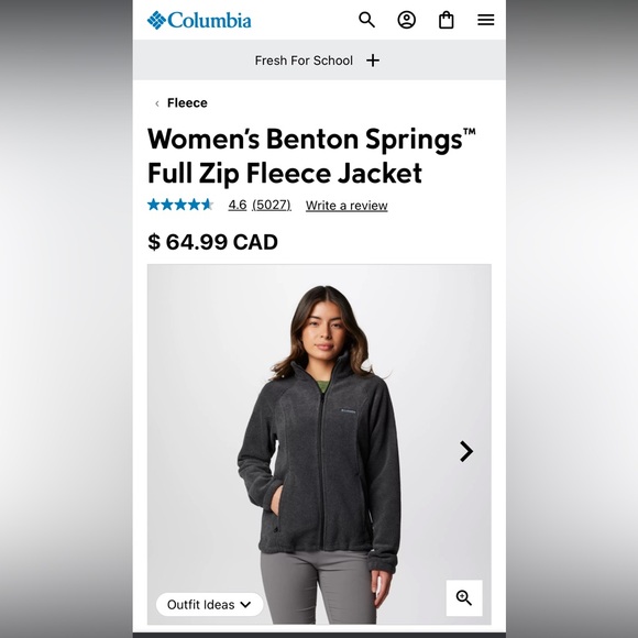 COLUMBIA Women's Benton Springs Full Zip Fleece Jacket MEDIUM CHARCOAL HEATHER - Picture 12 of 12